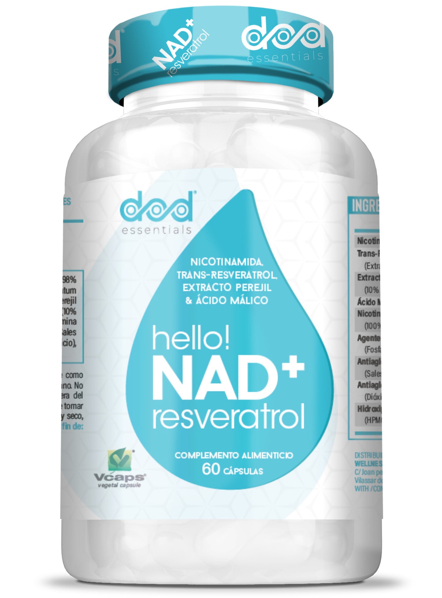 NAD+ Trans Resveratrol 98%, Suplemento Avanzado Formula Anti edad y Energía Celular, Antioxidante y Reparador de ADN