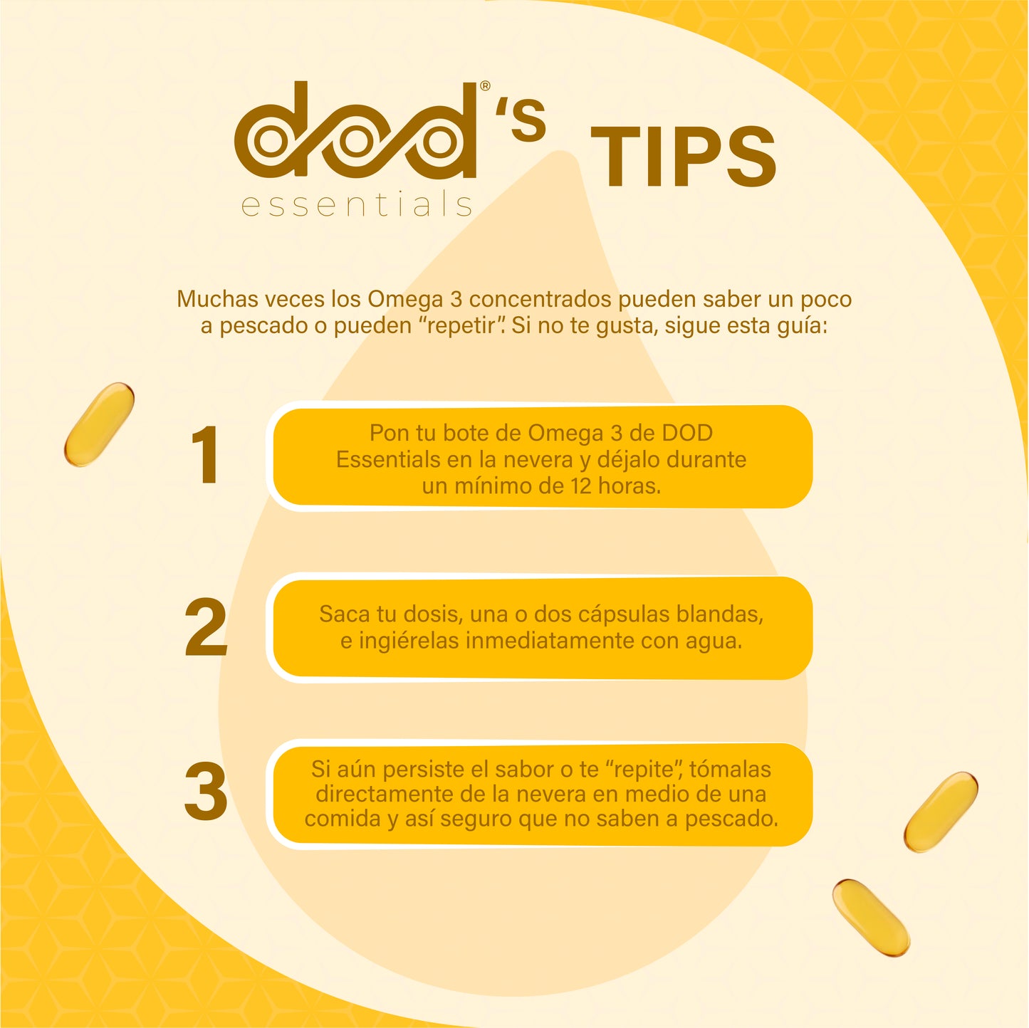 Omega 3 Cápsulas Alta Concentración 900 mg EPA y 600 mg DHA 1 o 2 Cápsulas al Día Hasta 4 Meses Aceite de Pescado Destilación Molecular – 120 Cápsulas - DOD Essentials