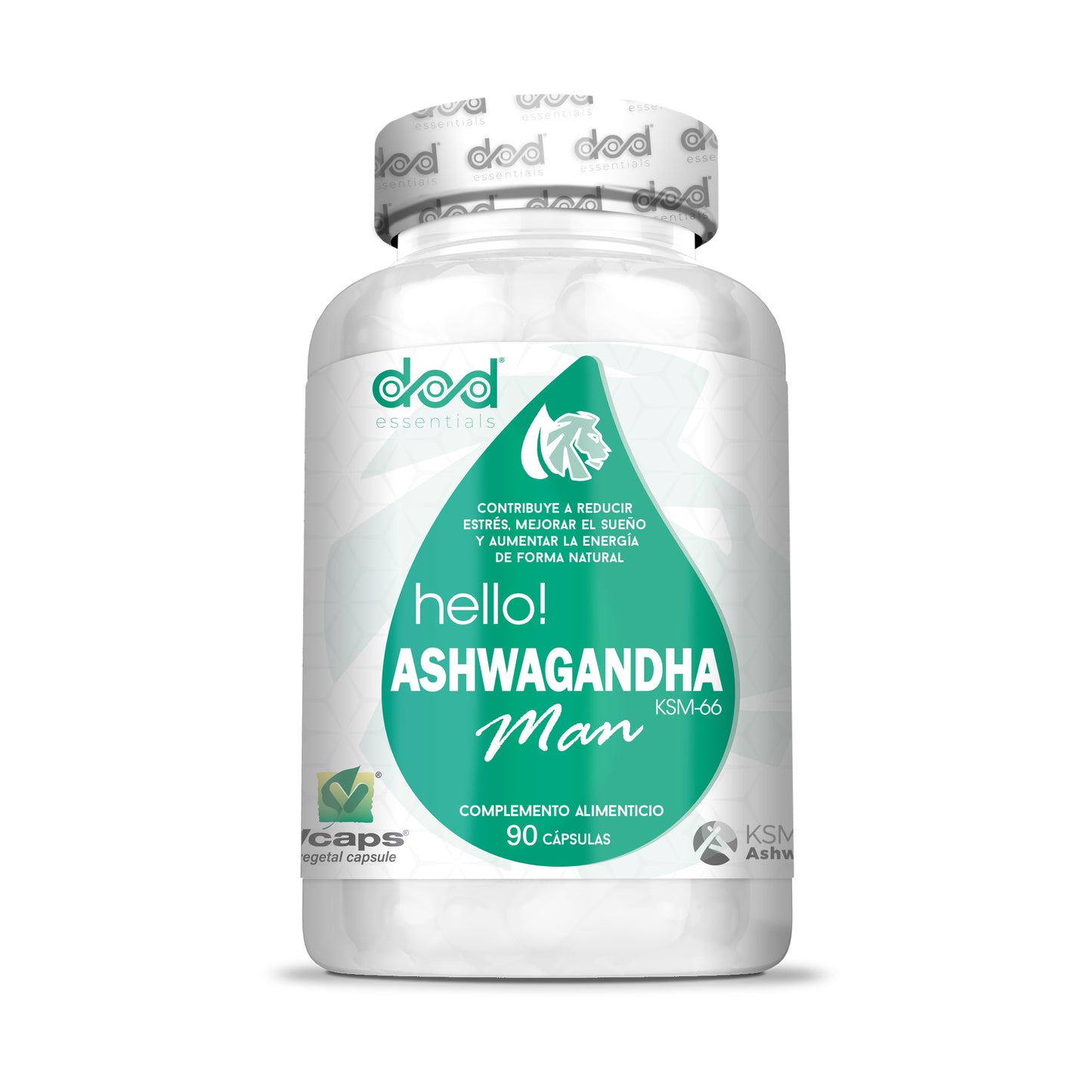 Ashwagandha KSM-66 Hombre Estrés Sueño Energía Withania Somnifera Adaptógeno Natural Complemento Alimenticio Vegano 90 Cápsulas Dod Essentials