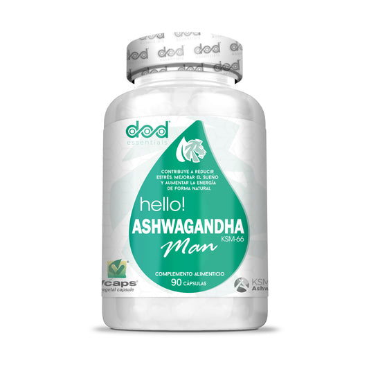 Ashwagandha KSM-66 Hombre Estrés Sueño Energía Withania Somnifera Adaptógeno Natural Complemento Alimenticio Vegano 90 Cápsulas Dod Essentials