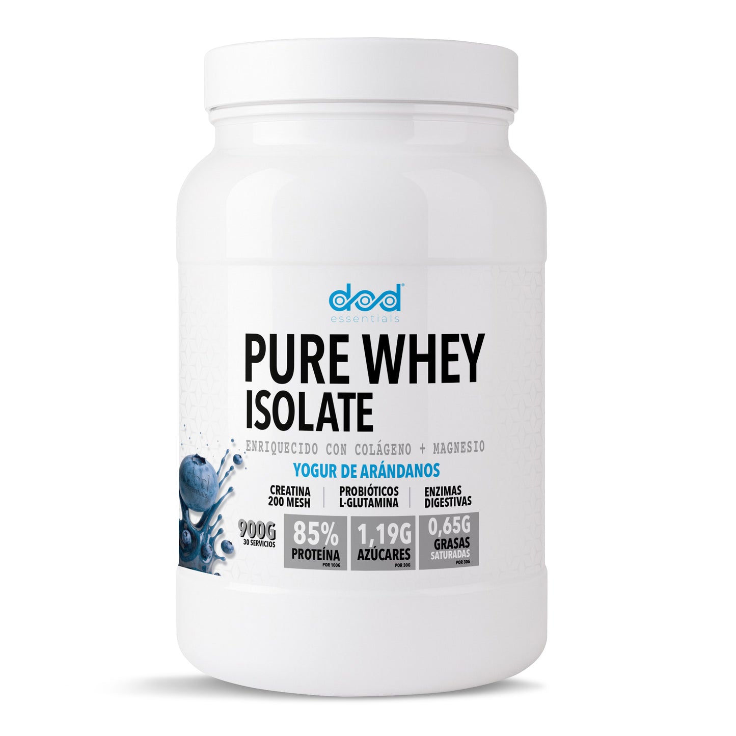 DoD Essentials Pure Whey Isolate 84% proteína+Colágeno hidrolizado+Creatina+Glutamina Con probióticos y enzimas digestivas Baja en lactosa y azúcares Recuperación